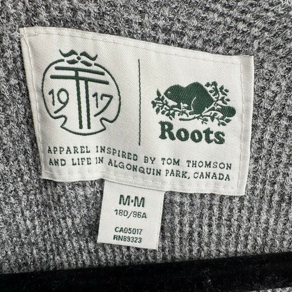 Roots x Tom Thomson Long Sleeve Thermal Mens M Gray Canada Outdoor Cotton Blend - Picture 12 of 13